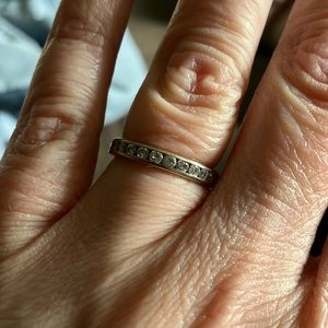 Real silver and diamonds band ring